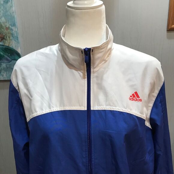 Vintage Adidas Mesh Lined Windbreaker Jacket Bue White Sz XL - Picture 3 of 16